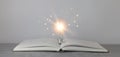 light bulb glowing on book, idea of Ã¢â¬â¹Ã¢â¬â¹inspiration from reading, innovation idea concept, Self learning or education